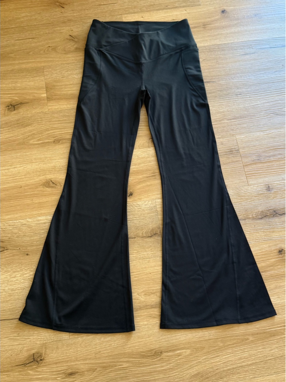 Fabletics Black Crossover Flare Pants- Large